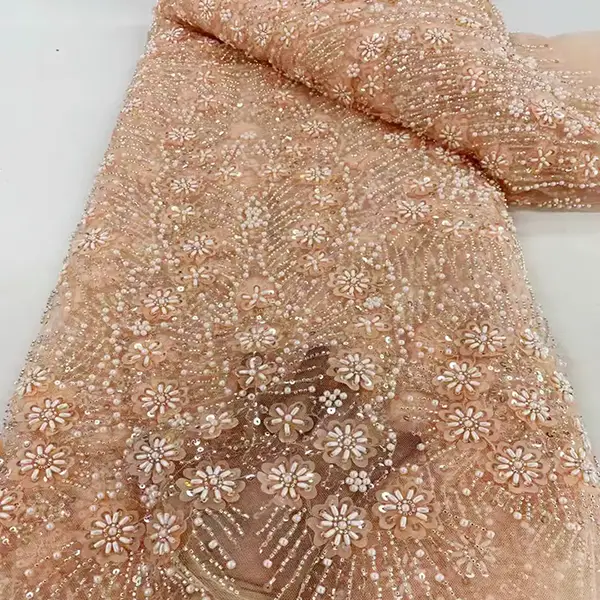Mewah berat bordir manik -manik tulle bordir kain jala manik -manik