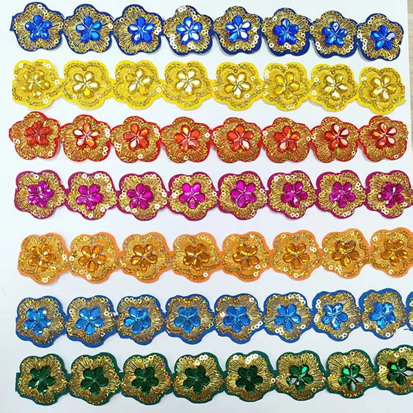 Rhinestone Lace Embroidery Lace With Back Glue Lace Trimming For Clothing