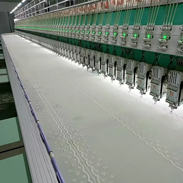 Custom Embroidered Cotton Lace Eyelet Fabric Custom Embroidered Cotton Lace Eyelet Fabric