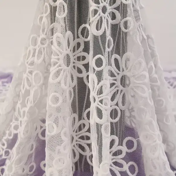 Custom Luxury Heavy Made Embroidery Tulle Beads Lace Mesh Beaded Fabric