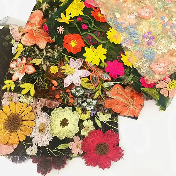 Wholesale Embroidery Birds And Flowers Pattern Chemical Lace Embroidery Tulle Fabric Wholesale Embroidery Birds And Flowers Pattern Chemical Lace Embroidery Tulle Fabric