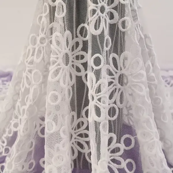 Custom High Quality Tulle Mesh Embroidery Sequin Fabric Guipure Lace Fabric