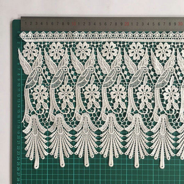 White Floret Cotton With Wavy Edges Lace Trim