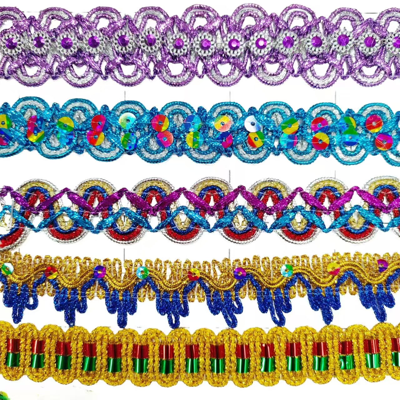 Clothing Accessories Gold and Silver Metallic Border Lace Trim Metallic Gold Sequins Embroidery Tatting Lace Trim