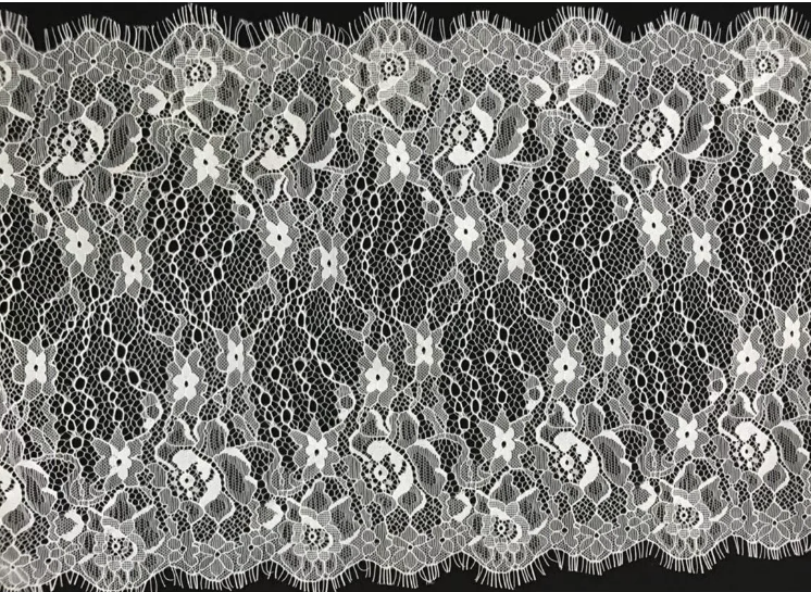 Fan-shaped Nylon Eyelash Lace Trimming for Underwear Decoration Double Scalloped Eyelash Lace Trim