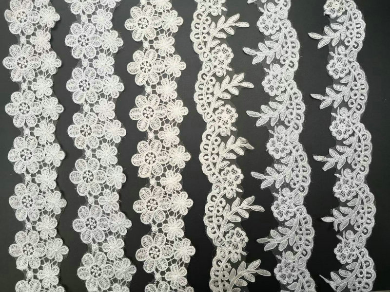 Luxury White Bridal French Lace Embroidered Bridal Lace Trim for Wedding Dress