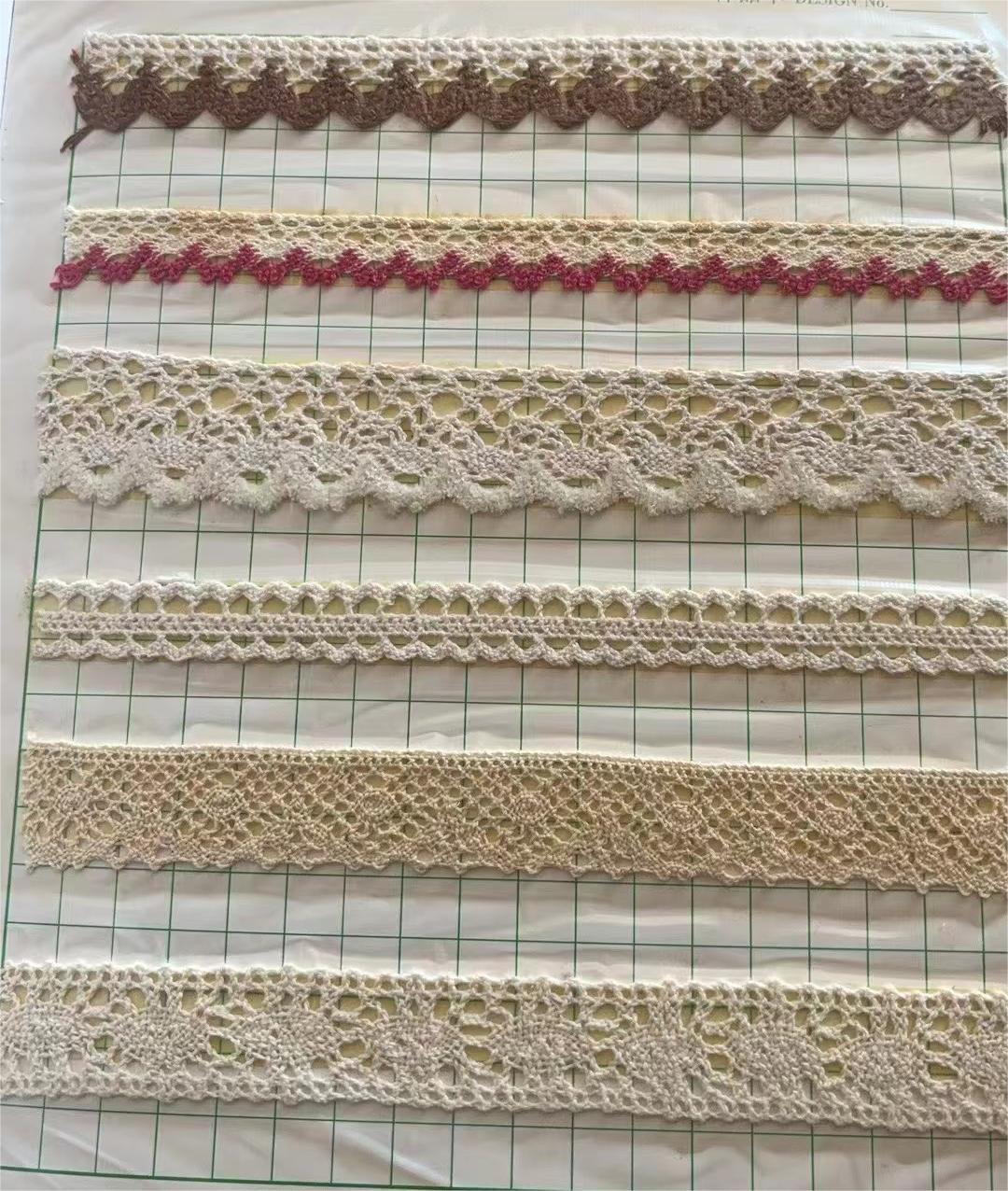 100% Cotton Sustainable Crocheted Embroidery Lace Knitted Trimming Cotton Lace