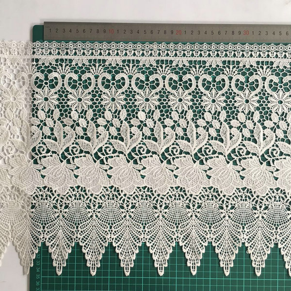 White Floret Cotton With Wavy Edges Lace Trim