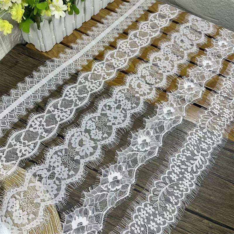 Trim Renda Mata Bulu Nylon Berbentuk Kipas Untuk Dekorasi Pakaian Dias Double Double Double Eyelash Lace Trim