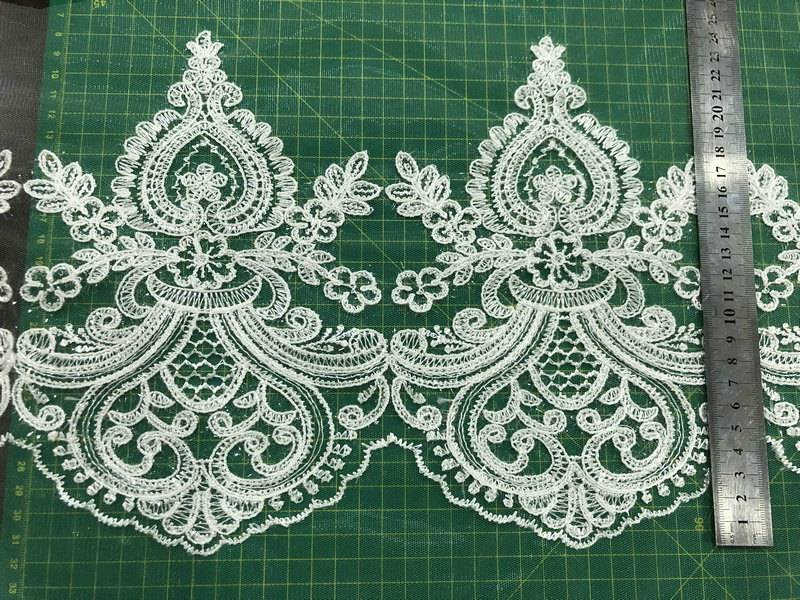 Luxury White Bridal French Lace Embroidered Bridal Lace Trim for Wedding Dress