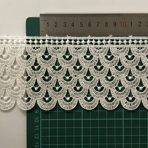 White Floret Cotton With Wavy Edges Lace Trim