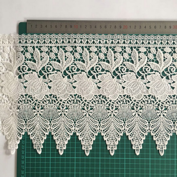 White Floret Cotton With Wavy Edges Lace Trim