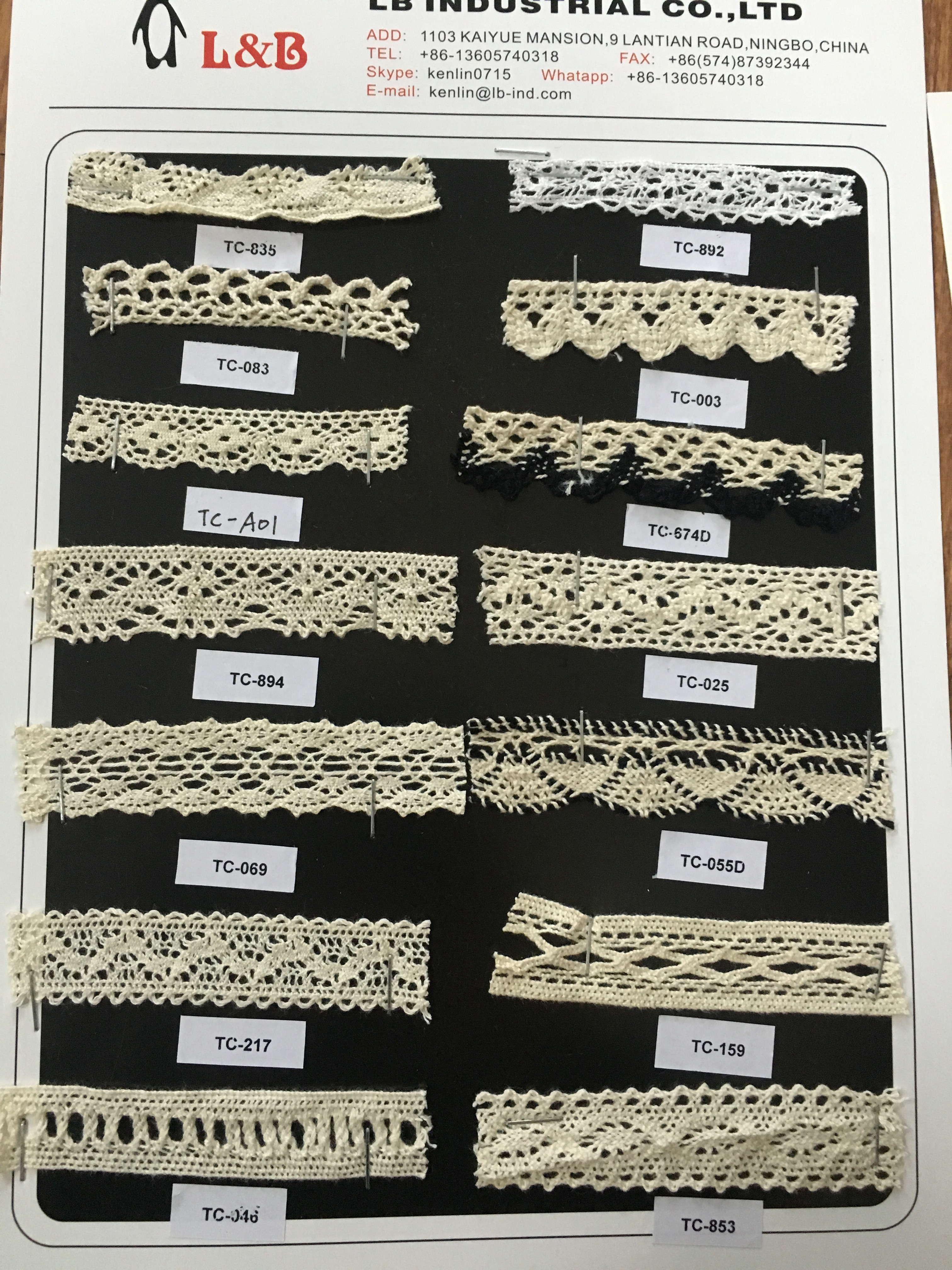 100% Cotton Sustainable Crocheted Embroidery Lace Knitted Trimming Cotton Lace